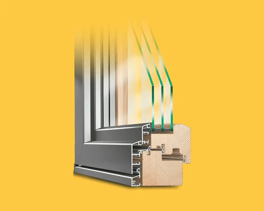 Three layers of glass are shown on this schematic picture of a window structure